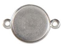 1 13mm Stamped Silver Circle Two Loop Frame Link