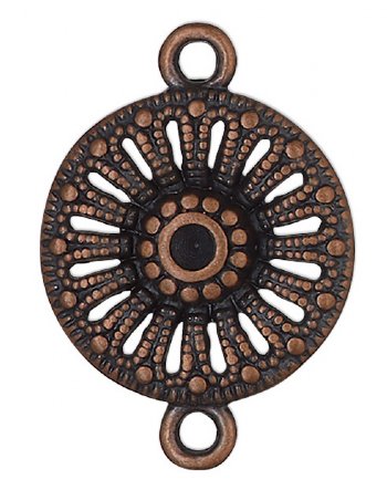 2, 15mm Antique Copper Round Open Floral Connectors / Links
