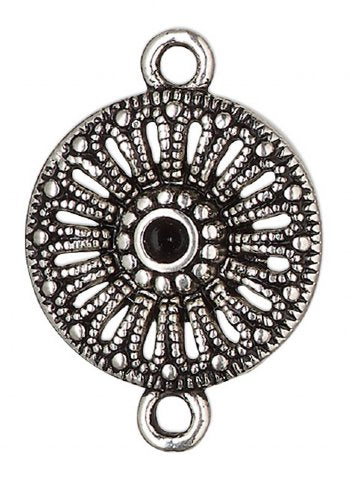 2, 15mm Antique Silver Round Open Floral Connectors / Links