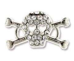 1 18x10.5mm Rhodium and Crystal Skull and Crossbones Two Loop Link / Connector