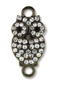 1 21x10mm Gunmetal and Crystal Owl Two Loop Link