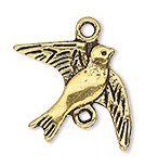 1, 21x16mm Antique Gold Dove / Bird Connector
