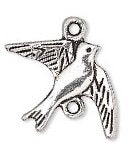 1, 21x16mm Antique Silver Dove / Bird Connector