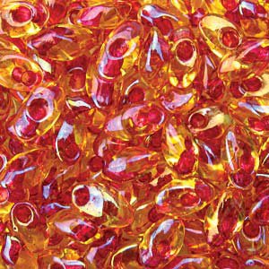 LM0363 - 10 Grams Light Cranberry Lined Topaz Lustre 4x7mm Long Miyuki Magatama Drop Beads