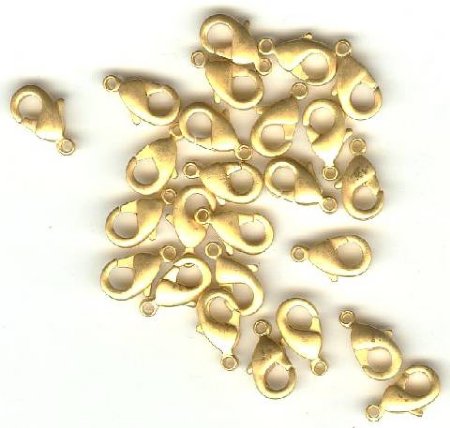 25 10mm Matte Gold Plated Lobster Claw Clasps