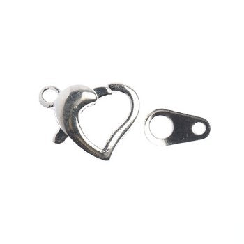 5 Sets of 13mm Silver Plated Heart Lobster Clasps