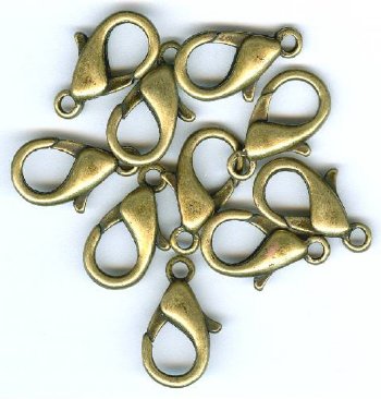 10 19mm Antique Gold Lobster Claw Clasps