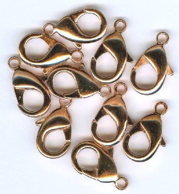 10 19mm Bright Copper Lobster Claw Clasps