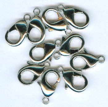 10 19mm Nickel Lobster Claw Clasps