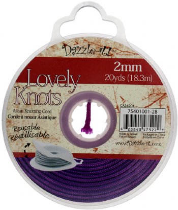 20 Yards of 2mm Cardinal Purple Knotting Cord with Reusable Bobbin