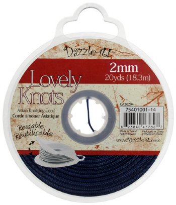 20 Yards of 2mm Navy Lovely Knots Knotting Cord with Reusable Bobbin