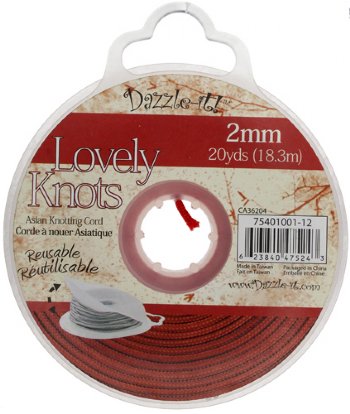 20 Yards of 2mm Red Lovely Knots Knotting Cord with Reusable Bobbin