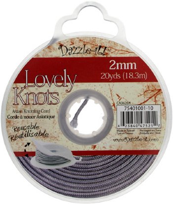20 Yards of 2mm Silver Lovely Knots Knotting Cord with Reusable Bobbin