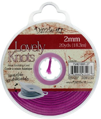 20 Yards of 2mm Strawberry Pink Lovely Knots Knotting Cord with Reusable Bobbin