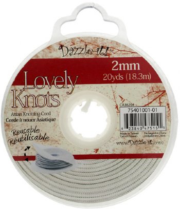 20 Yards of 2mm White Lovely Knots Knotting Cord with Reusable Bobbin