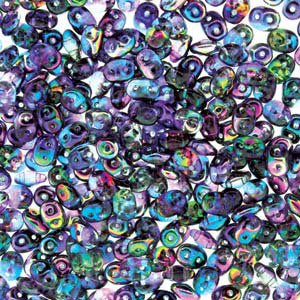 DUO-95100 - 10 Grams Magic Blue & Pink 2.5x5mm Superduo Beads