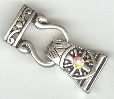 One 28x13 two hole Antique Silver Magnetic Foldover Clasp with Crystal AB Rhinestone