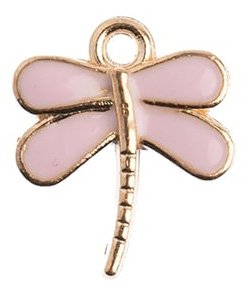 1, 16x13mm Sweet & Petite Pink Enamelled Dragonfly Pendant / Charm