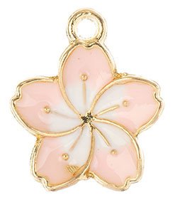 1, 16x13mm Sweet & Petite Pink Enamelled Flower Pendant / Charm