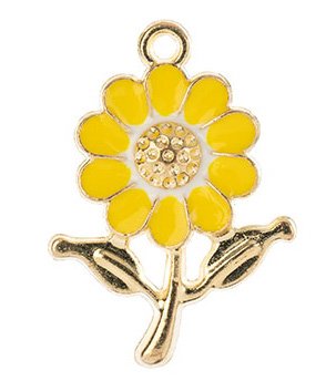 1, 27x19.5mm Sweet & Petite Yellow Enamelled Daisy Pendant / Charm