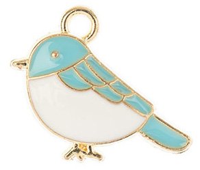 1, 15x13mm Sweet & Petite Enamelled Blue Bird Pendant / Charm