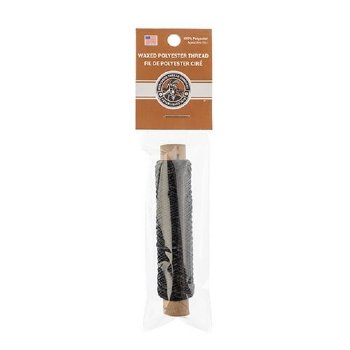 25 Yard of Gudebrod Waxed Polyester Black Thread. .38mm, 3 ply