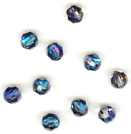 12, 6mm Preciosa Bermuda Blue Half Coat Round