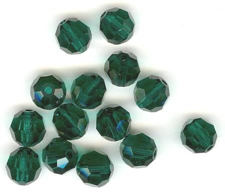 12, 6mm Preciosa Emerald Round Beads
