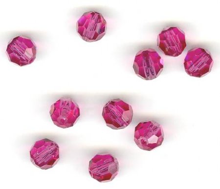 12, 6mm Preciosa Fuchsia Round Beads