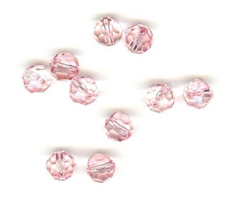 12, 6mm Preciosa Light Pink Round