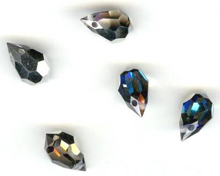 5 10x6mm Preciosa Bermuda Blue Half Coat Tear Drops