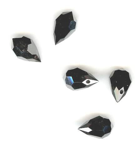 5 10x6mm Preciosa Hematite Full Coat Tear Drops