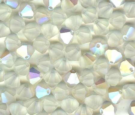 25 6mm Preciosa Matte Crystal AB Bicone Beads