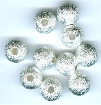 10 10mm Round Metal Silver Stardust Beads