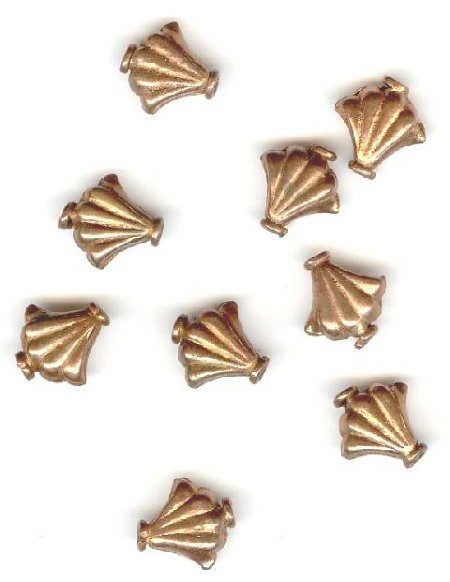 9 10x10mm Antique Copper Fan Metal Beads