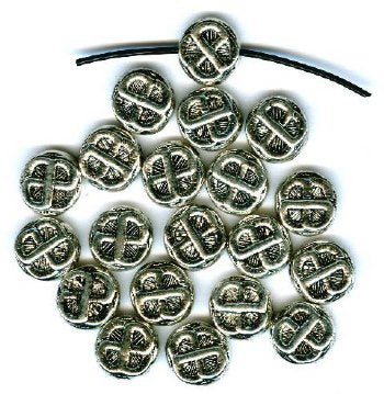 20 9mm Antique Silver Flat Round Celtic Knot Bead