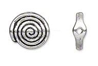 20, 11mm Antique Silver Round Flat Spiral Beads