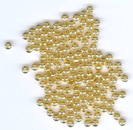 144 2x3mm Bright Gold Metal Rondelle Beads