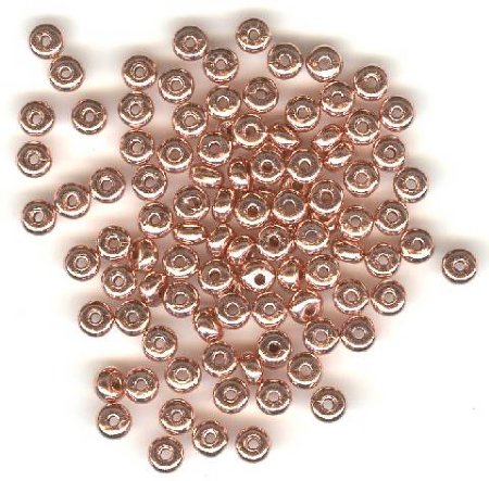 100 2x4mm Bright Copper Plated Rondelle Metal Beads