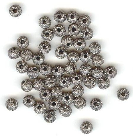 50 4mm Round Metal Gunmetal Stardust