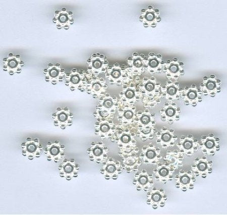 50 5x1mm Bright Silver Daisy Spacer Beads