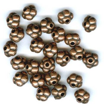 25 6x4mm Antique Copper Metal Flower Spacer Beads
