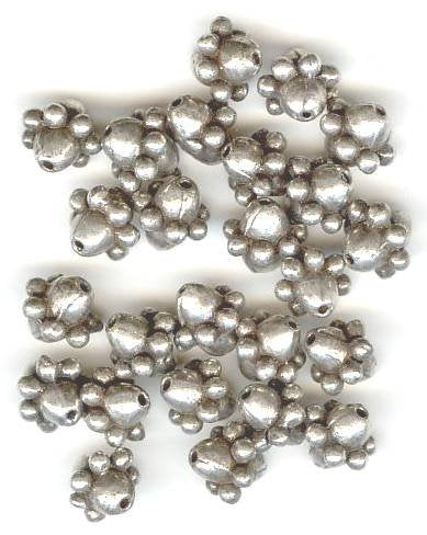 25 6x6mm Antique Silver Oval with Dotted Ring