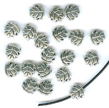 20 7x7mm Antique Silver Metal Leaf Beads
