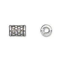 20, 8x5mm Antique Silver Dotted Tube Beads
