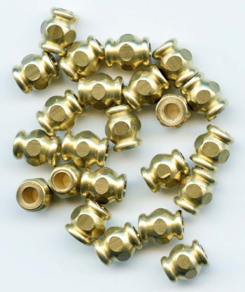 20, 8x6mm Four Sided Brushed Brass Ringed Tube Metal Beads