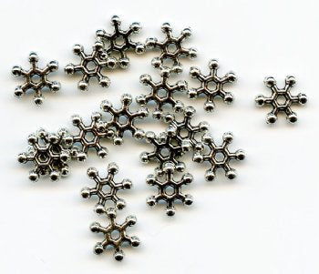 20 9.5x2mm Antique Silver Beaded Flower / Star Rondelle Metal Spacer Beads