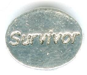 1 11x9mm Antique Silver Oval Survivor Message Bead