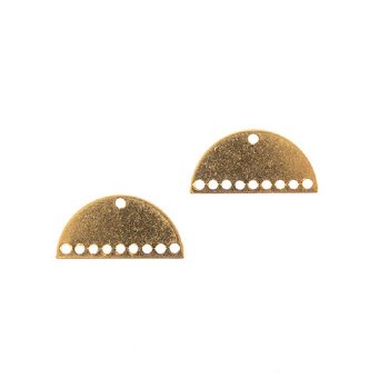 Pack of 4, 21x10.5mm Semi-Circle Brass 10 Hole Connectors