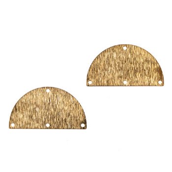 Pack of 4, 35x19mm Semi-Circle Brass 4 Hole Connectors